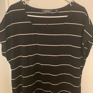 Lands’ End black with white striped shift dress